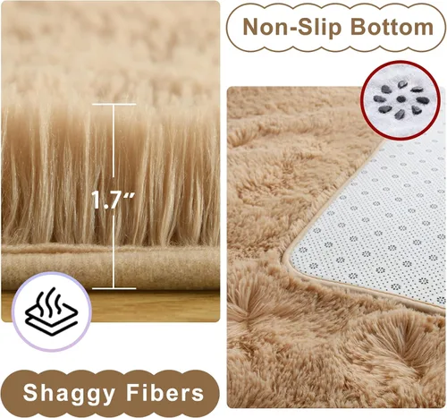 Vista 5 de Ompaa Alfombra Esponjosa, Alfombras de Área Súper Suaves y Peludas para Dormitorio y Sala de Estar - 6' x 9' Alfombra Grande de Felpa Peluda Shag