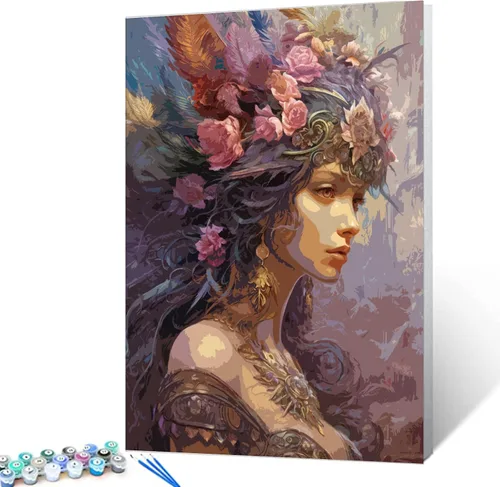 Vista 3 de Tucocoo Flower Woman - Pintura por números para adultos, kits de pintura al óleo digital sobre lienzo con pinceles y pigmento acrílico, hermosas