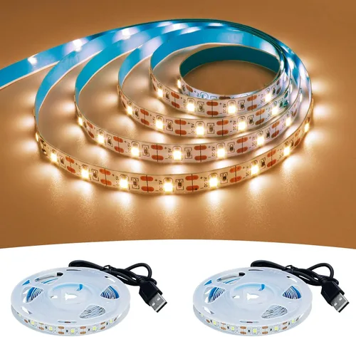 Vista 11 de Tira de luz LED roja USB 620-625nm 5V alimentada por USB, 13.12 pies/4M, 240 LED, flexible, SMD2835, de alto brillo, sin impermeabilidad, IP20