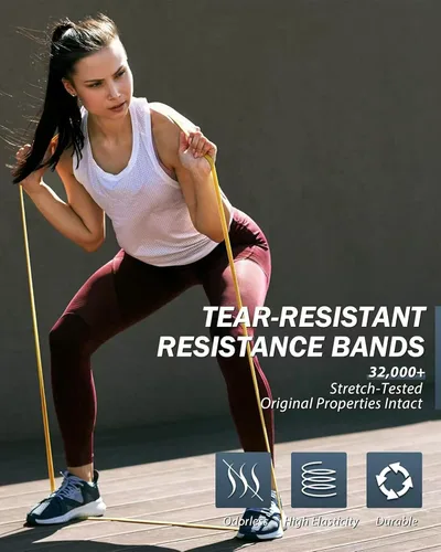 Vista 3 de Resistance Bands for Working Out,5-Level Elastic Exercise Bands Colorido
