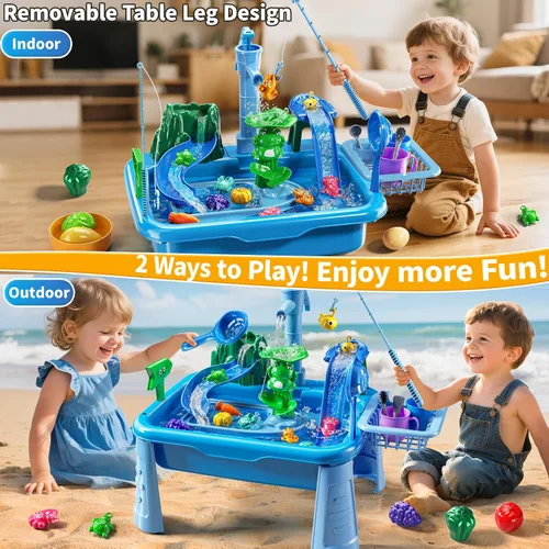 Vista 3 de Mesa de Agua para Niños Pequeños 1-3 - Fregadero de Juego para Niños con Bomba y Agua Corriente, Mesa de Agua para Niños de 4-8 Años
