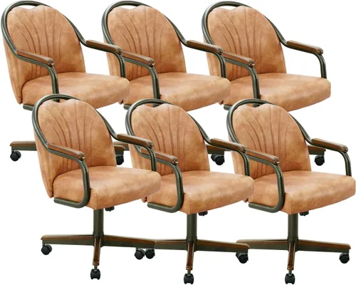 Vista 23 de Chromcraft Juego de 1 silla, silla con ruedas dobles suaves para cocina