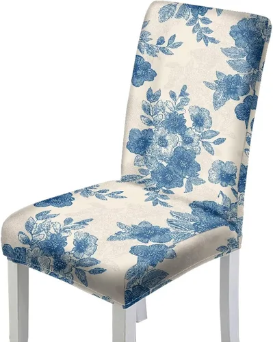 Vista 21 de HUGS IDEA Fundas elásticas para sillas de comedor con diente de león azul, fundas protectoras para sillas de cocina, lavables, para decoración