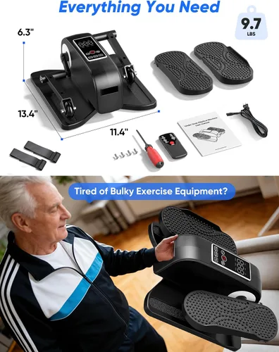 Vista 8 de Under Desk Elliptical Machine for Senior, Quiet Motorized Leg Exerciser with Smart Remote, Pedal Exerciser with Adjustable Speeds for Auto/Manual
