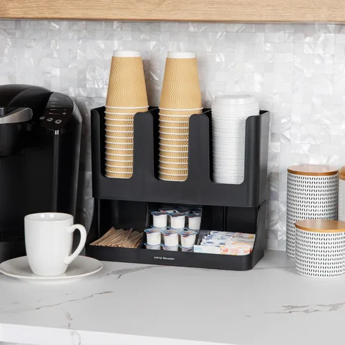 Vista 2 de Mind Reader "Flume" Organizador con 6 compartimientos para condimento y tazas, ninguno , Negro