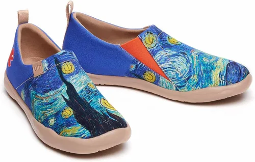 Vista 4 de UIN Zapatos deportivos ligeros para mujer para caminar informales con diseño de arte pintados divertidos para viajes vacaciones sonrientes