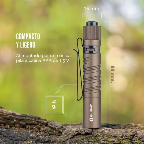 Vista 4 de Olight I3T EOS - Linterna delgada de 180 lúmenes de doble salida EDC, para acampar y senderismo, interruptor en el extremo de la linterna