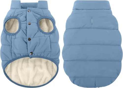 Vista 17 de ASENKU Abrigo de invierno para perro, resistente al viento, chaqueta de forro polar impermeable, ropa para mascotas para perros pequeños, medianos