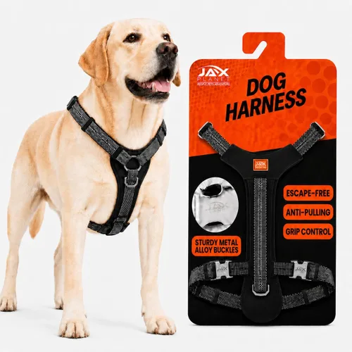 Vista 12 de Arnés para perro sin tirones con asa, arnés de entrenamiento de control de agarre para perros medianos, anillo en D frontal, reflectante, seguro