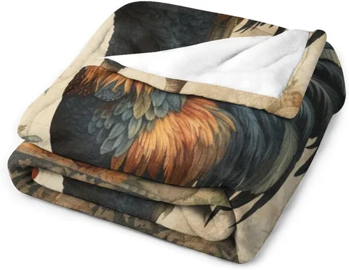Vista 3 de Manta de gallo con encanto de campo, manta de forro polar de felpa de 30 x 40 pulgadas, manta de franela súper suave para decoración de sofá, cama