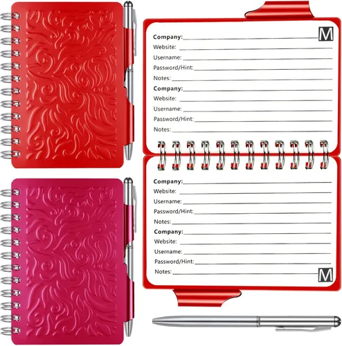 Vista 11 de Zonon 2 piezas mini libro de contraseñas con pestañas alfabéticas, libro guardador de contraseñas Metal, organizador portátil, elegante cuaderno