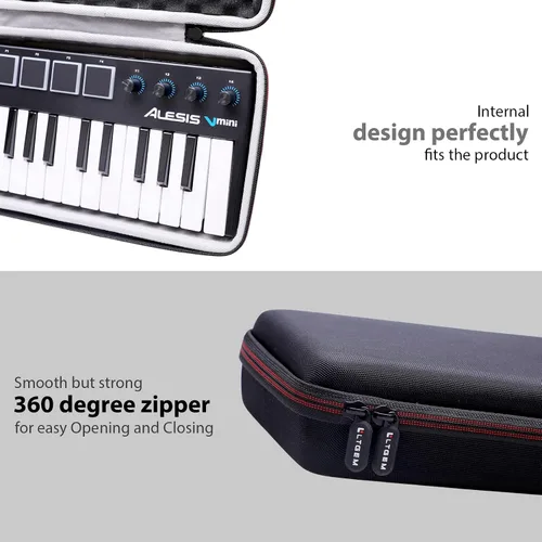 Vista 5 de LTGEM - Funda para controlador Alesis V-Mini - Controlador de teclado MIDI USB de 25 teclas, bolsa de transporte protectora de viaje