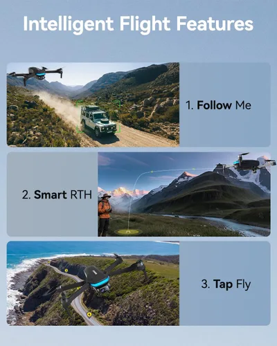 Vista 8 de SIMREX Dron GPS con cámara 4K para adultos, drones de motor sin escobillas para principiantes, WiFi FPV 5G plegable, retorno automático, flujo