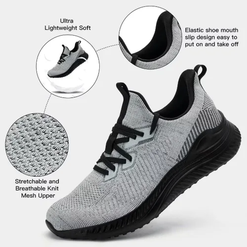 Vista 3 de Akk Zapatos deportivos para caminar para hombre, para correr, tenis para entrenamiento, atletismo, gimnasio, sin cordones, cómodos, transpirables