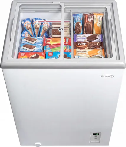 Vista 2 de KoolMore Congelador comercial de exhibición de helado plano de 22 pulgadas, listado NSF, 3.4 pies cúbicos en blanco