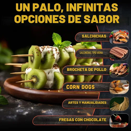 Vista 6 de Juego de 120 brochetas descartables de bambú extragrandes Marshmallow Smores Roasting Sticks, Tapered Tips, for Grilling Meat, Vegetables, Kabobs