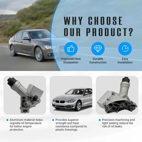 Vista 3 de NOVAPARTS 11428583895 Carcasa de filtro de aceite de aluminio para 2016-2021 BMW 340i 440i 540d 540i 640i 740i M240i xDrive X3 X4 3.0L Conjunto