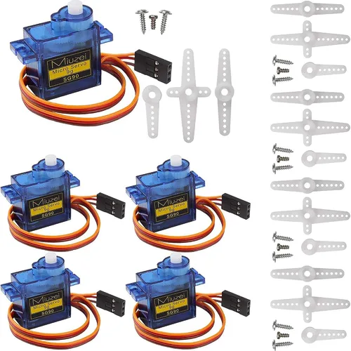 Vista 9 de Sg90 0.32 oz Micro Servo Motor para Arduino RC Coche Robot Barco Avión 3 Unids Mini, Small, 9 Gram, Metal Gear, Digital, 180 Degree, Steering