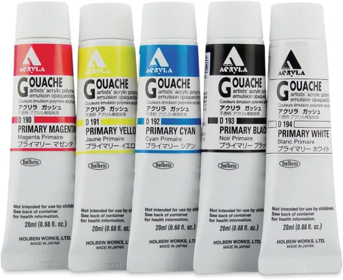 Vista 2 de Holbein – Juego de pintura gouache acryla 5 Colores 20 ml Mezcla