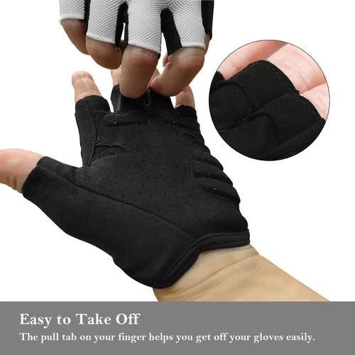 Vista 5 de YKYWBIKE Guantes de ciclismo para hombres y mujeres, guantes de bicicleta transpirables, guantes deportivos acolchados antideslizantes, guantes