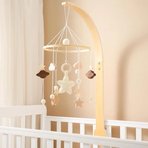 Vista 11 de let's make Brazo móvil para cuna de bebé, soporte de madera para cuna de bebé, altura ajustable para colgar cuna de bebé, accesorio para decoración