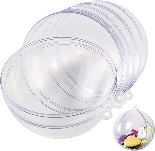 Vista 7 de Juego de 40 bolas rellenables de plástico transparente de 2 pulgadas, pequeñas bolas rellenables de Navidad, adornos transparentes a granel