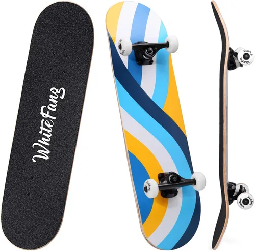Vista 14 de WhiteFang Patinetas para principiantes, patineta completa de 31 x 7.88 pulgadas, 7 capas de arce canadiense con doble kick cóncavo estándar y Arrow
