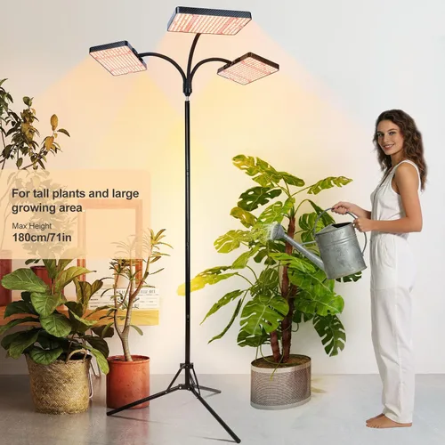 Vista 2 de FECiDA Luces de cultivo de 3 cabezales 2026 con soporte mejorado, luces de crecimiento de gran cobertura para plantas grandes de interior, árbol