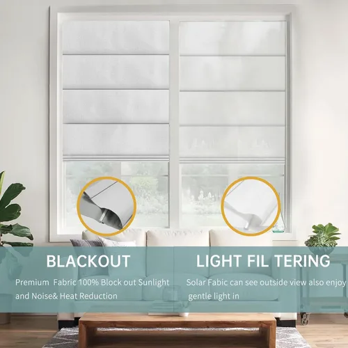 Vista 5 de Changshade Persianas romanas sin cordón para ventanas, sin herramientas, persianas romanas de tamaño personalizado, filtro de luz, persianas Beige