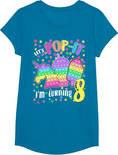 Vista 81 de Let's Pop-it I'm turning 8 Colorful 8th Birthday - Camiseta para niña, Negro