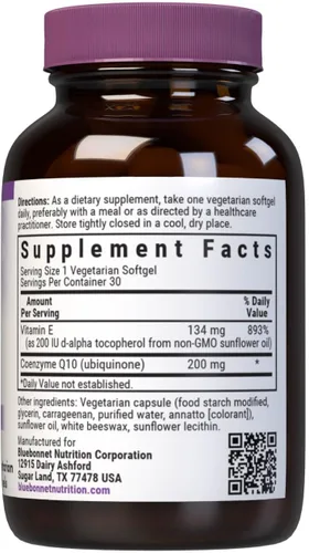 Vista 2 de BlueBonnet Cápsulas blandas vegetarianas CoQ-10, 200 mg, 60