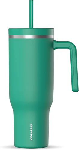 Vista 11 de Hydrapeak Voyager Vaso de 40 oz con Asa y Tapa con Pajita Botella de Agua Reutilizable de Acero Inoxidable Taza de Viaje Compatible con Portavasos