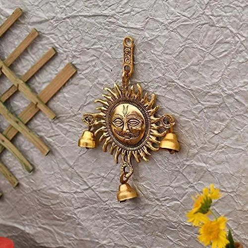 Vista 3 de Frienemy Presents Surya Dev - Escaparate decorativo para colgar en la pared, cara de ídolo del sol, estatua de Vastu para el hogar, oficina