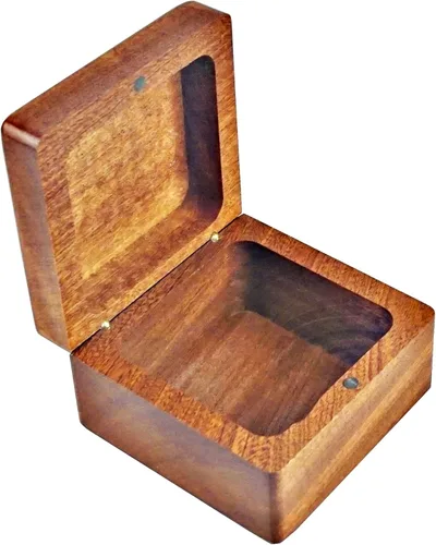 Vista 3 de Joyería cuadrada de madera de sapele hecha a mano y reloj decorativo para boda, Navidad, caja de regalo de cumpleaños