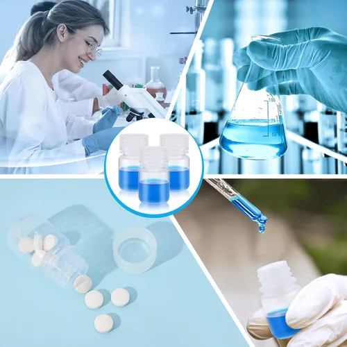 Vista 6 de Tatuo 6 piezas 30 ml 1 oz botellas de reactivo de polipropileno de plástico con tapas de rosca, envases de muestra transparentes de PP con tapa