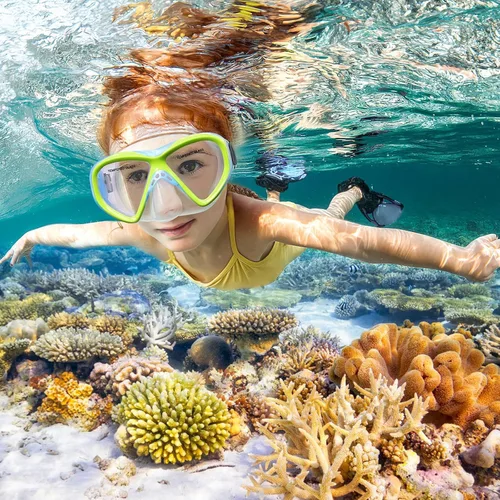 Vista 7 de Gafas de natación para niños, máscara de buceo para niños y niñas de 5 a 15 años, gafas de natación antivaho con cubierta para la nariz