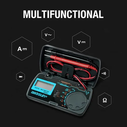 Vista 3 de all-sun, multímetro digital/DMM/Multi Tester Amp/Ohm/Volt medidor de diodo y prueba de continuidad, pequeño, tamaño de bolsillo