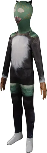 Vista 3 de Yanmao Disfraz de gato para niños con botas, cosplay, gatito, softpaws mameluco con capucha para gatito, traje de Halloween