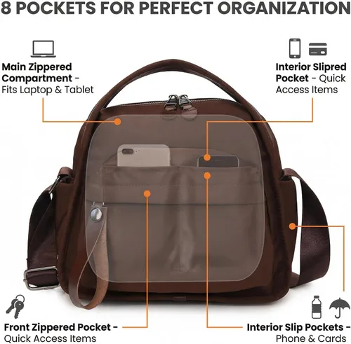 Vista 4 de Bolso cruzado de nailon para mujer, estilo casual, ligero, suave, con asa superior