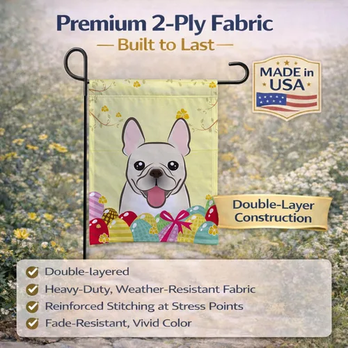 Vista 256 de Caroline's Treasures BB1923GF Bandera decorativa para jardín con diseño de Border Collie, para caza de huevos de Pascua, para jardín, jardín, patio