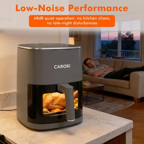 Vista 7 de CARORI Freidora de aire de 6 cuartos con ventana de visión, 12 preajustados, gran capacidad, 400 ℉ máximo crujiente, 1700 W comidas rápidas incluso