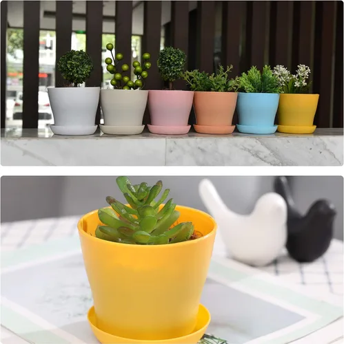 Vista 6 de JERIA Paquete de 16 macetas de plástico de 4 pulgadas para plantas de semillero grueso, macetas de vivero, macetas coloridas para plantas de flores