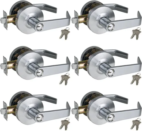 Vista 10 de ANSI Grado 2 Manija de Puerta de Entrada Comercial con Llave, Certificada UL, Cumple ADA, Cromo Satinado 26D, GRD2-72ET-1P