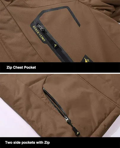 Vista 5 de MAGCOMSEN - Chaqueta de invierno para hombre, impermeable, abrigada, con forro polar y múltiples bolsillos