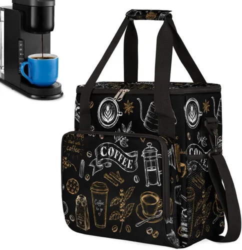 Vista 8 de Bolsa para cafetera compatible con K-Mini o K-Mini Plus Coffee Cup Pattern1 Coffees Machine Travel Storage Tote Bag Compatible Portable Single