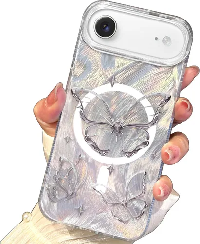 Vista 111 de I-MGAE-IN-AR Funda compacta para iPhone 11, diseño de mariposa, marco de protección de lente de cámara con diamante 3D, bonitas fundas protectoras