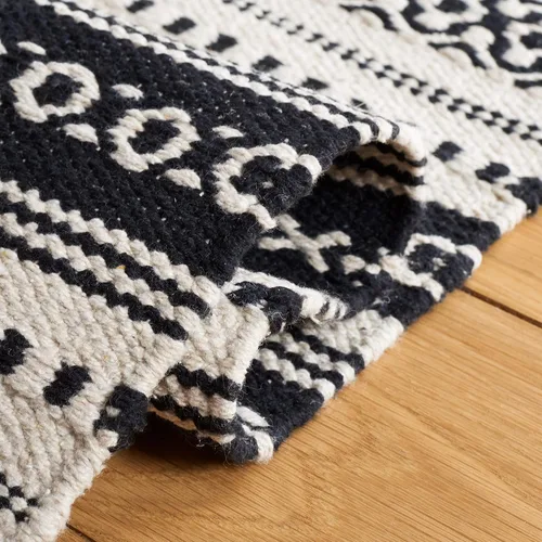 Vista 8 de SAFAVIEH Montauk Collection - Alfombra de pasillo de 9 pies, color negro y marfil, diseño bohemio, ideal para zonas de alto tráfico en pasillo, baño