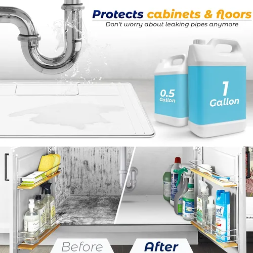 Vista 4 de El Tapete Original Para Debajo del Fregadero - Tapete Impermeable de Silicona, Recortable, Fácil de Limpiar, Forro para Gabinete de Cocina, Tapetes