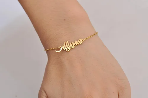 Vista 5 de HUAN XUN - Collar con nombre personalizado en plata dorada