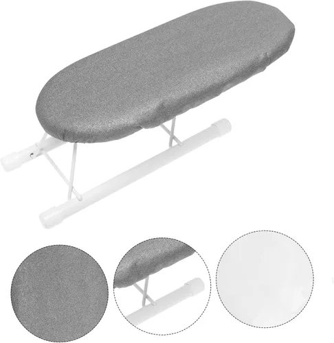 Vista 8 de Mini Ironing Board with Heat-Resistant Protection Mat and Folding Steel Frame Compact Household Ironing Sleeve Rack for Collars Travel Dorm and Home